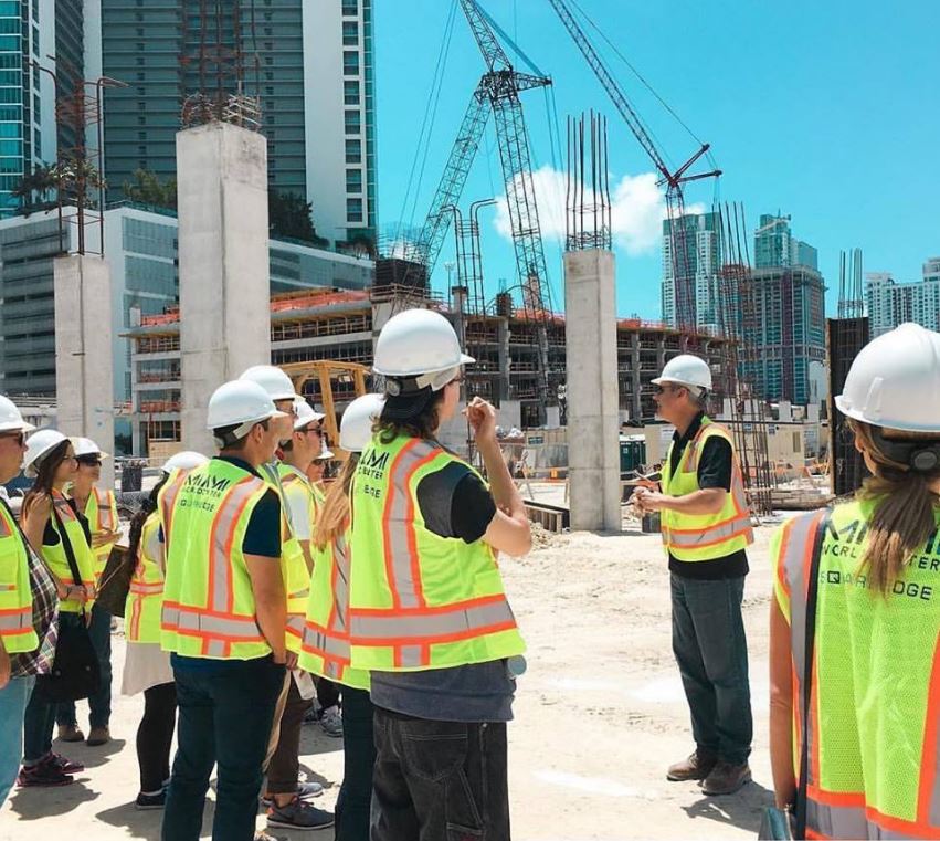 Students visiting a construction site